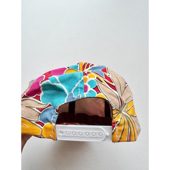 Vintage HEADWEAR Pink Tropical Floral Cotton Canvas Las Vegas Baseball Hat - Picture 6 of 10